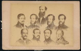 cca 1870 A Batthyány-kormány tagjai, az első felelős magyar kormány tagjai, fénynyomat, 7x11 cm