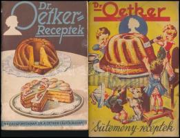 3 db régi szakácskönyv:   Dr. Oetker sütemény-receptek. Bp., é.n., Révai, 31 p. Kiadói papírkötés.   Dr. Oetker receptek. Bp., Dr. Oetker, 64 p.+4 t. Kiadói papírkötésben, foltos.  Stella különleges sütemények, 15 p.