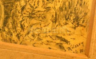 Jelzés nélkül: Kőszeg. Tus, sérült, papír, üvegezett keretben, 9×13 cm