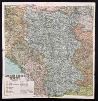 cca 1914 Szerbia háború térképe, 1:1000000, jelmagyarázattal, Bp. Magyar Földrajzi Intézet, 49×45 cm