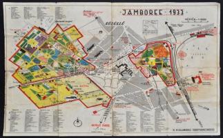 1933 A gödöllői jamboree színes térképe,1:6000, Bp., Athenaeum, hajtásnyomokkal, kopott, 40×55 cm