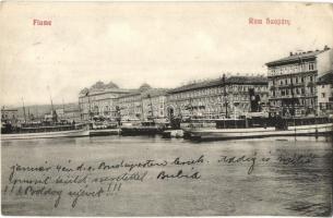 1910 Fiume, Rijeka; Riva Szapáry / port view with steamships (EK)