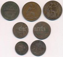 7db-os vegyes külföldi réz- és bronzpénz tétel, közte Olaszország 1909R 5c Cu, Orosz Birodalom 1911....