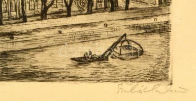 Szabó Vladimir (1905-1991): Mátyás templom, rézkarc, papír, jelzett, üvegezett fa keretben,29x24 cm