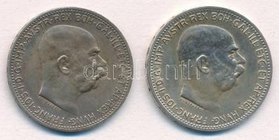 Ausztria 1915. 1K Ag Ferenc József (2x) T:1-,2 Austria 1915. 1 Corona Franz Joseph (2x) C:AU,XF  Krause KM#2820