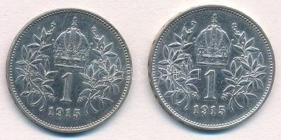 Ausztria 1915. 1K Ag "Ferenc József" (2x) T:1-,2
Austria 1915. 1 Corona "Franz Josep...