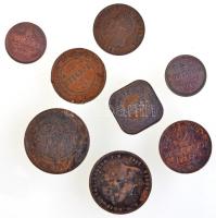 8db-os vegyes külföldi réz- és bronzpénz tétel, közte Brazília, Jersey, Malaya, Orosz Birodalom T:2,...