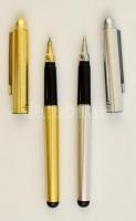 Arany- és ezüstszínű tollak, egyik betétcserére szorul, 2 db, h: 14 cm
