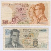Belgium 1964. 20Fr + 1966. 50Fr T:III- szakadás Belgium 1964. 20 Francs + 1866. 50 Francs C:VG tear