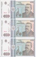 Románia 1992. 200L (5x) sorszámkövetők T:I Romania 1992. 200 lei (5x) sequential serials C:UNC