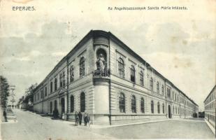 1912 Eperjes, Presov; Angolkisasszonyok Sancta Maria intézete, víztorony a háttérben. Divald Károly fia kiadása / girl school, water tower in the background (fl)