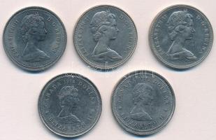 Kanada 1969-1984. 1$ (5xklf) forgalmi és emlékkiadás T:2,2- Canada 1969-1984. 1 Dollar (5xdiff) coins and commemorative issues C:XF,VF