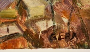 Gera jelzéssel: Háztetők, olaj, farost, 20×31 cm