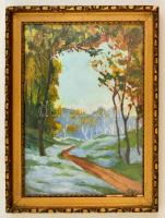 Egry jelzéssel: Őszi erdő, olaj, farost, üvegezett fa keretben, 33×23 cm