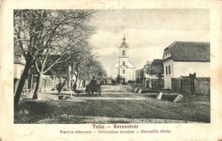 Keresztvár, Teliu; Biserica reformata / Református templom / Calvinist church, street view (fl)