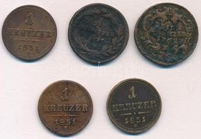 1762-1851. 1kr Cu (5xklf) közte B, E és G verdejelek T:2-,3