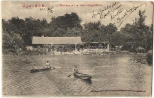 Újvidék, Novi Sad; Tó részlet a városligetben, csónakázók / lake, park, rowing boats (fa)