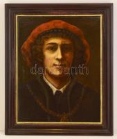 cca 1850 Jelzés nélkül: Reneszánsz férfi portré. Olaj, karton, keretben, 56×44 cm