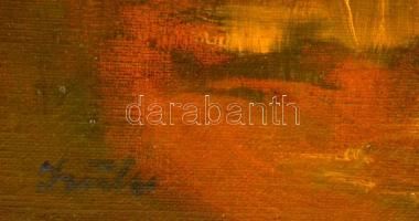 Szüle Péter (1886-1944): Barackszedő lány. Olaj, vászon, jelzett, keretben, 80×60  cm