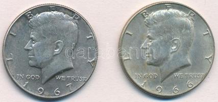 Amerikai Egyesült Államok 1966-1967. 1/2$ Ag Kennedy (2x) T:2  USA 1966-1967. 1/2 Dollar Ag Kennedy (2x) C:XF