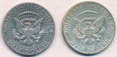 Amerikai Egyesült Államok 1966-1967. 1/2$ Ag "Kennedy" (2x) T:2 
USA 1966-1967. 1/2 Dolla...