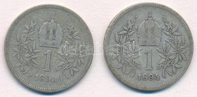 Ausztria 1893-1894. 1K Ag "Ferenc József" (2xklf) T:3 Austria 1893-1894. 1 Corona Ag "...