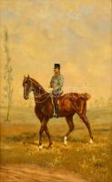 BroZech jelzéssel: Huszár a lovon 1912. Olaj, vászon, keretben, 80×50 cm