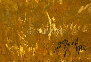 BroZech jelzéssel: Huszár a lovon 1912. Olaj, vászon, keretben, 80×50 cm