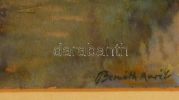 Bernáth jelzéssel: Folyó part. Akvarell, papír, üvegezett keretben, 28×21 cm