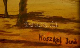 Koszkol jelzéssel: Pihenő a pálmafáknál. Vegyes technika, papír, üvegezett keretben, 23×32 cm