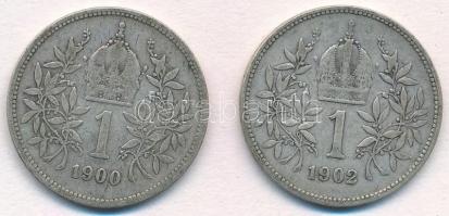 Ausztria 1900-1902. 1K Ag "Ferenc József" (2xklf) T:3 Austria 1900-1902. 1 Corona Ag "...
