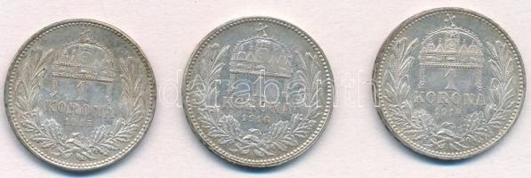 1914KB-1916KB 1K Ag "Ferenc József" (3xklf) T:2 kis patina