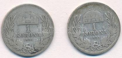 1893KB-1894KB 1K Ag "Ferenc József" (2x) T:3 
Adamo K5