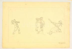 Faragó jelzéssel: Játszó gyerekek (tanulmány rajz). Ceruza, papír, 21×33 cm