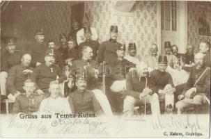 1902 Temeskutas, Gudurica; italozó osztrák-magyar katonák csoportképe / Austro-Hungarian K.u.K. soldiers drinking. C. Kehrer photo (EB)