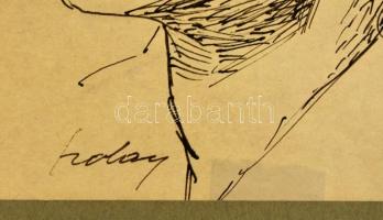 Szalay jelzéssel:  2 db Női fej. Tus, papír, 17×12 és 24×20 cm