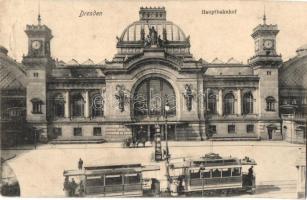 Dresden, Hauptbahnhof. Orig-Aufn. v. R. Brauneis / railway station, tram (Rb)