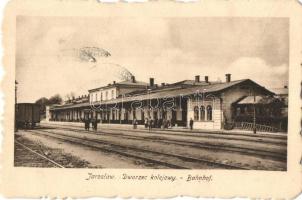 Jaroslaw, Jaruslau; Dworzec kolejowy. Z. Glanza / Bahnhof / railway station, ladder, wagon + K.u.K. Reservespital 2/4 Jaroslau (fa)