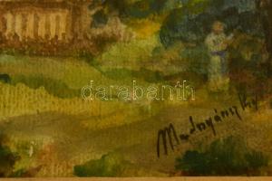 Mednyánszky jelzéssel: Templom torony. Akvarell, papír, üvegezett keretben, 20×28 cm