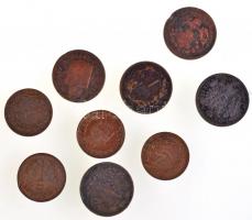 1858-1861. 1kr Cu (5xklf) két "B"-s és három "KB"-s verdejel + 1894-1901. 1f Cu ...