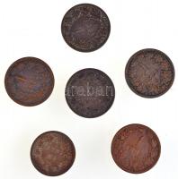 Ausztria 1858A 5/10kr Cu + 1859-1885. 1kr Cu (5xklf) T:3,3-
Austria 1858A 5/10 Kreuzer Cu + 1859-18...