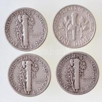 Amerikai Egyesült Államok 1916-1945. 1d Ag (3xdiff) + 1964. 1d Ag T:2,2-
USA 1916-1945. 1 Dime Ag (...
