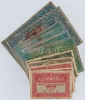1902-1920. 11db-os vegyes magyar korona bankjegy tétel, közte felülbélyegzett darabok is T:III,III-,IV