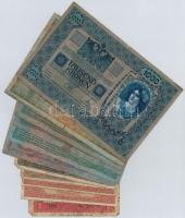 1902-1920. 11db-os vegyes magyar korona bankjegy tétel, közte felülbélyegzett darabok is T:III,III-,...
