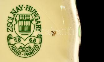 Zsolnay ékszertartó dobozka, kézzel festett, jelzett, apró kopásokkal, 7,5×7,5×4 cm