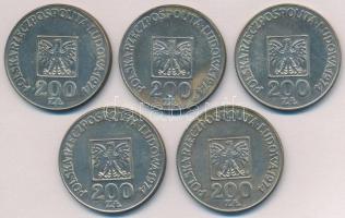 Lengyelország 1974. 200Zl Ag "A Lengyel Népköztársaság 30. évfordulója" (5x) T:1-,2 patina...