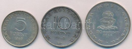 1948. 5Ft Ag "Petőfi" + 10Ft Ag "Széchenyi" + 20Ft Ag "Táncsics" - &qu...
