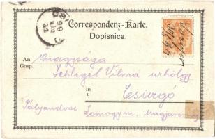 1899 Doboj, Bahnhof, Szaparykreuz / railway station, statue, general view, litho (r)