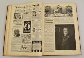 1901 Vasárnapi újság, 48. évf., teljes évfolyam, két kötetbe kötve, kissé kopott félvászon kötésben
