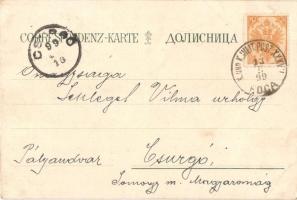 1899 Foca, Mosque, genera view, Verlag von Sinovi Nika, floral, Art Nouveau, litho